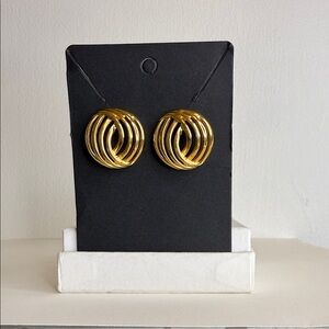 Vintage Gold Tone Swirl Statement Earrings Pierced